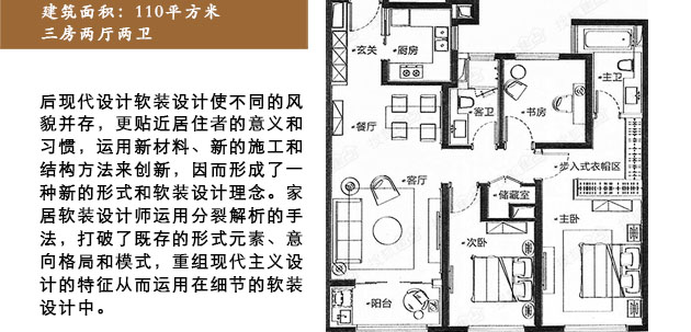 大宁金茂府110平米软装户型解析