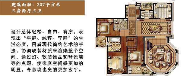 淡水湾花园207平米软装户型解析